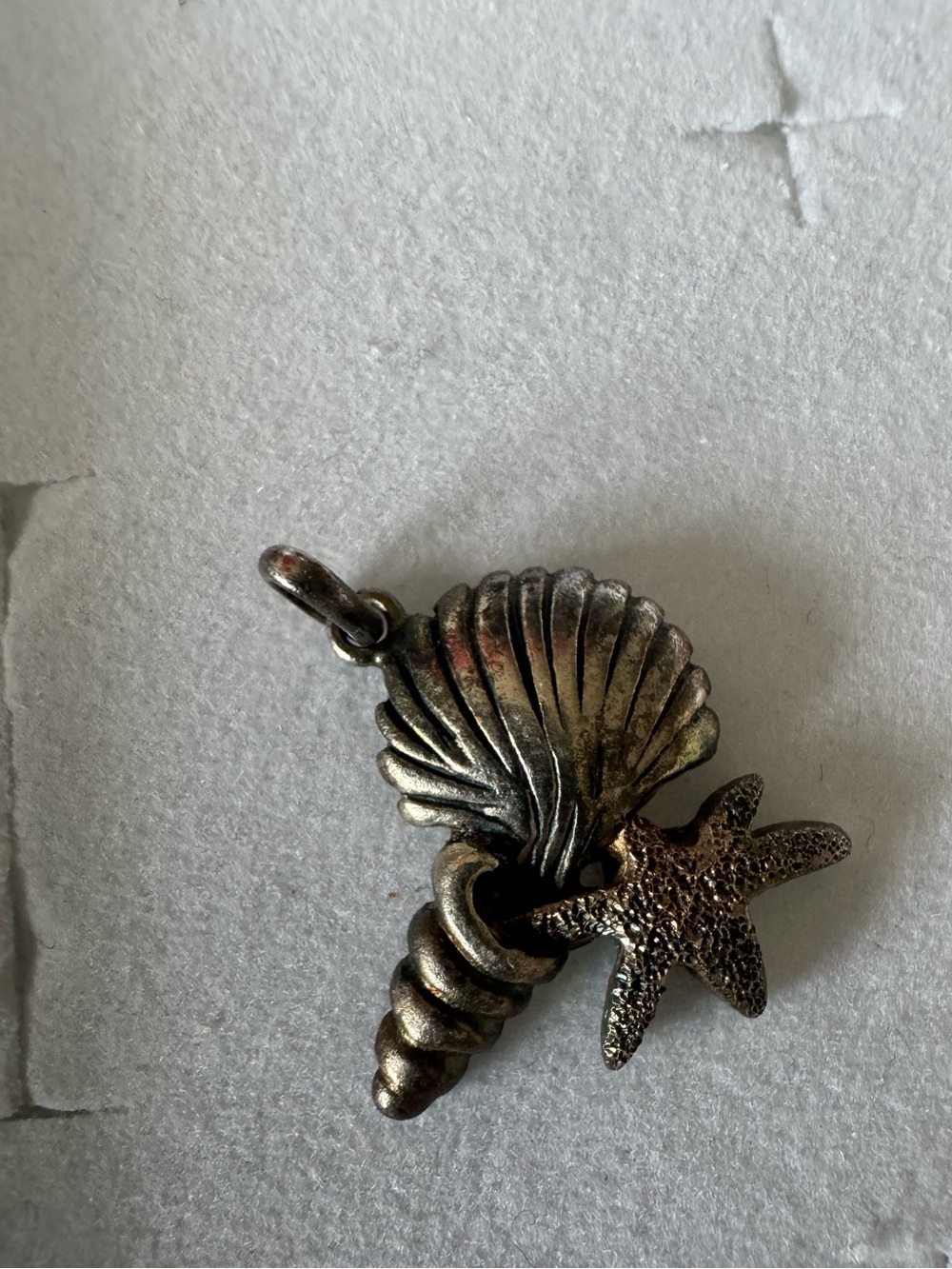 Sterling Seashell & Starfish Pendant - Silver Womens Jewelry